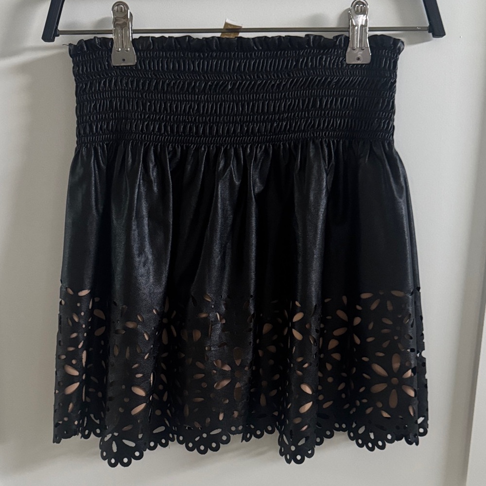 Ramy Brook Black Laser-Cut Mini Skirt